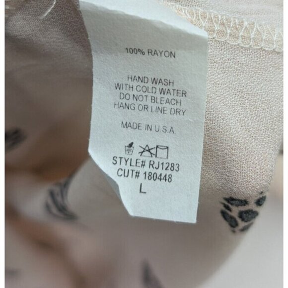 By Together Women's Top Size Large Beige Print Ballon Sleeve Flowy Boho Bohemian - Picture 9 of 11